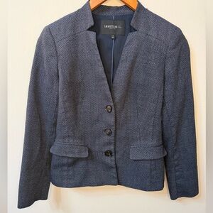 Lafayette 148 New York Petite Wool Silk Blazer Gray Size 2